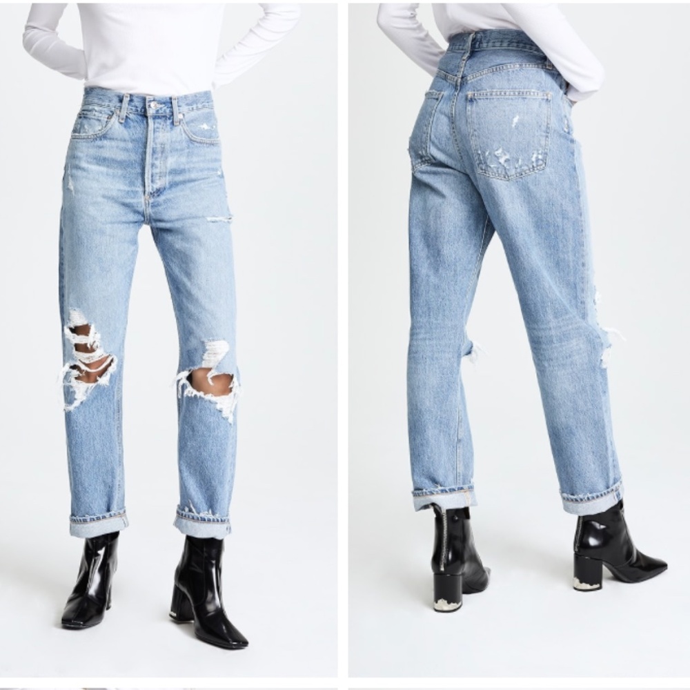 AGolde 90s Mid Rise Straight Fit Jeans in Fallout